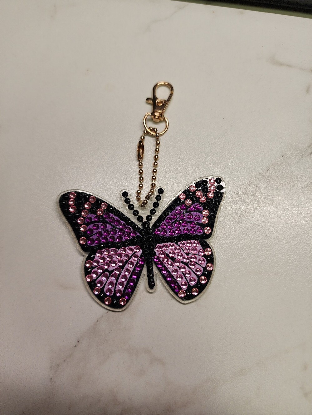 Purple Rhinestone Butterfly Key & Card Holder Charm